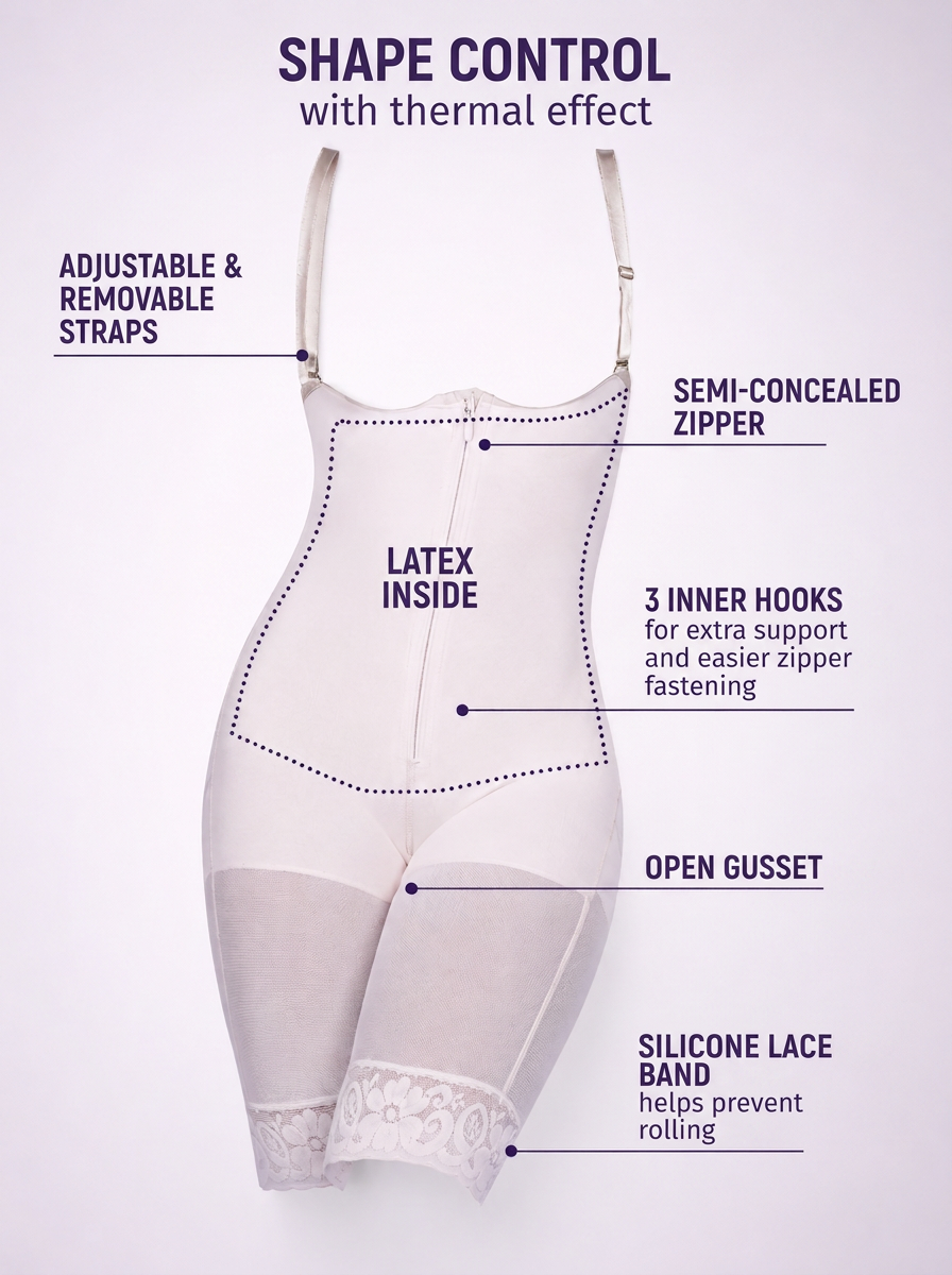 Anna Latex: adjustable straps, semi-concealed zipper, latex inside, 3 inner hooks